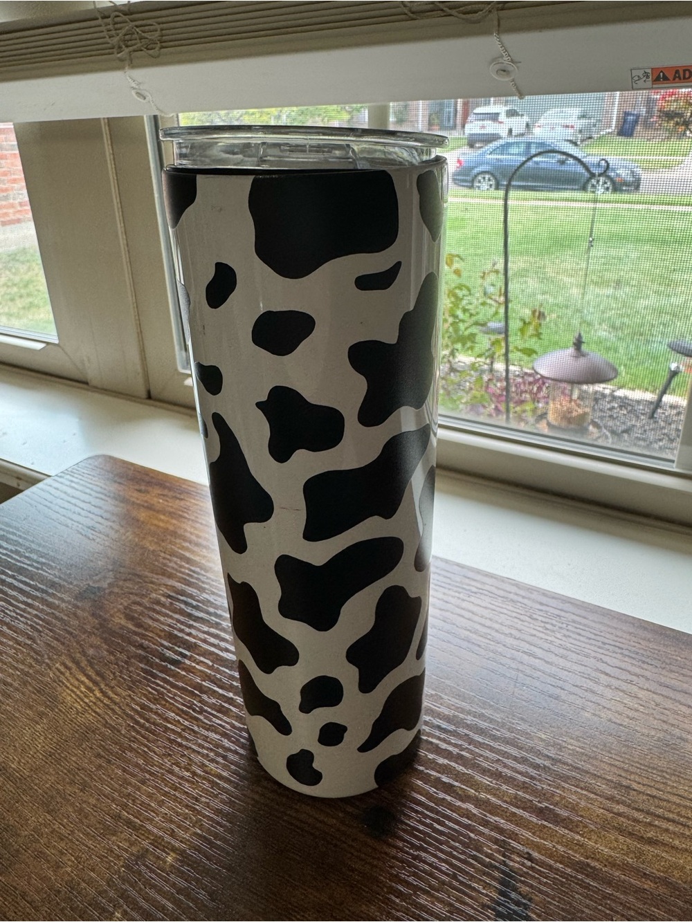 Black & White Cow Print Stainless Steel Tumbler with Lid 20oz